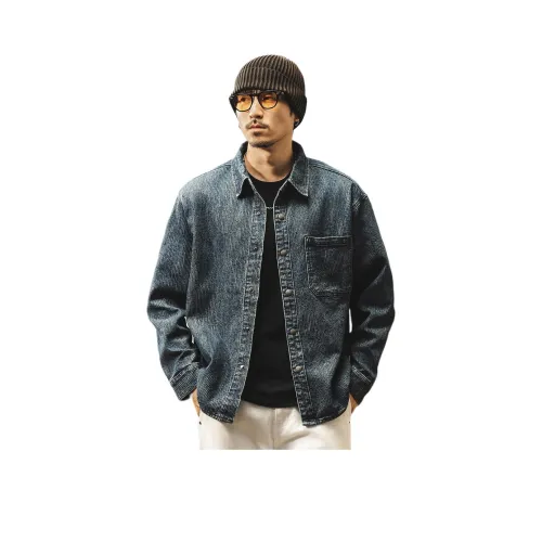 JIELEINUO Blue Men's Shirts JIELEINUO Синий Мужские Рубашки