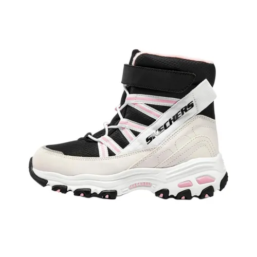 Skechers DLITES Износостойкие Термические MID Топ Детские ботинки Белый Черный Розовый Подростки