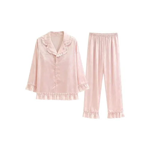 Daiyindie Осенние и зимние пижамы для женщин ледяной шелк с длинными рукавами домашние комплекты