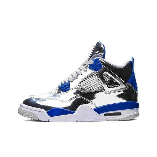 Jordan Air Jordan 4 Винтажные Баскетбольные Кроссовки Высокие Топы Белый Серебряный Синий Мужской