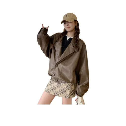 JOEM Кофе Женские Кожаные Куртки