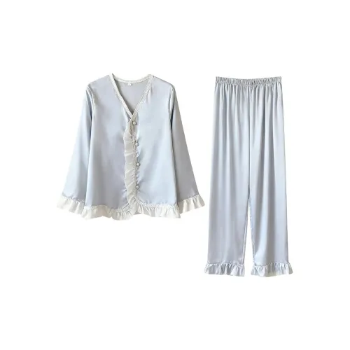 Daiyindie Осенние и зимние пижамы женские ледяной шелк с длинными рукавами штаны