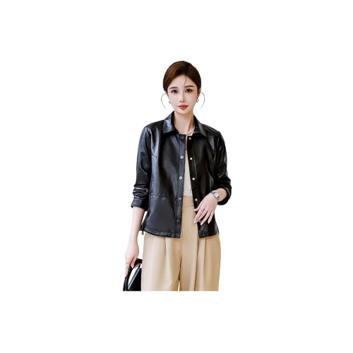 Devanro Черные Женские Кожаные Куртки