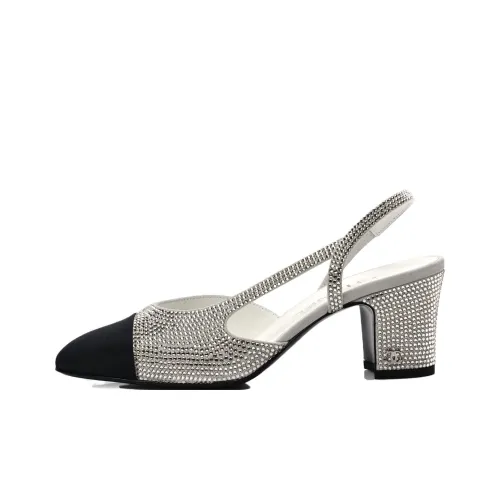 CHANEL Квадратный каблук Высокие каблуки 6,5 см Женские Серебряные