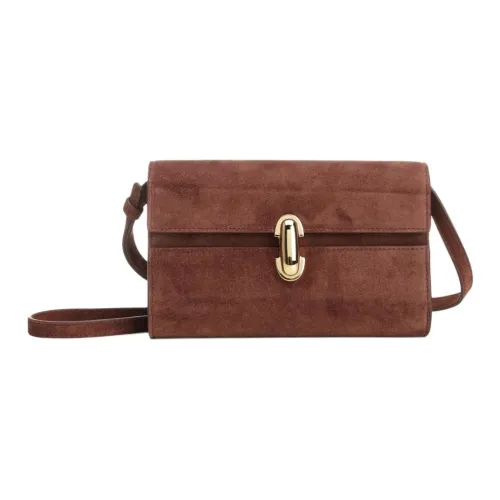 SAVETTE Сумка через плечо из коровьей кожи мини женская коричневая
