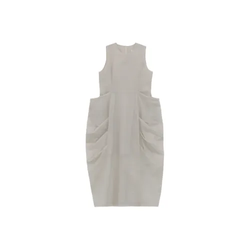 TREEMINGBIRD Драпированный Карман Без рукавов Платье Женское