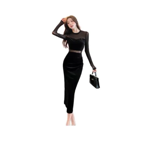 BONAS Длинное платье с длинными рукавами женское