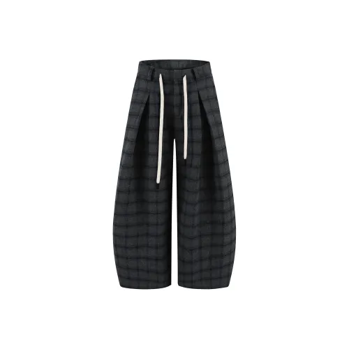 VS WHAT Серый Синий Клетка Унисекс Повседневные Штаны