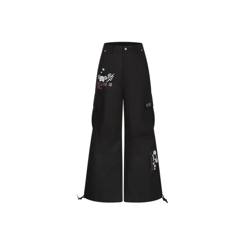 BETWEENAND Черные Женские Карго Брюки