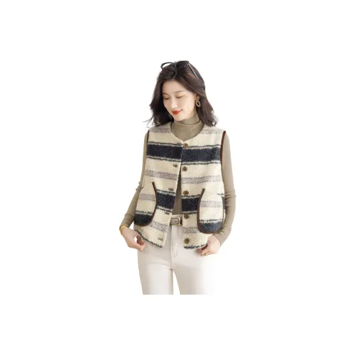 Cypress House Черный Абрикосовые Полосы Женские Жилеты