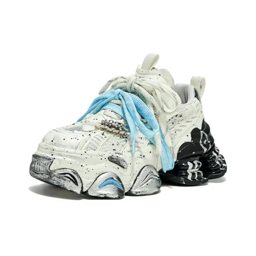 HR Толстая подошва Низкий топ Бежевый Синий Женский