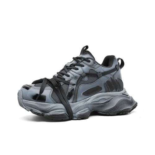 MADALLO Устойчивый к истиранию Низкий Топ Кроссовки с Толстой Подошвой Унисекс Темный Акулий Серый