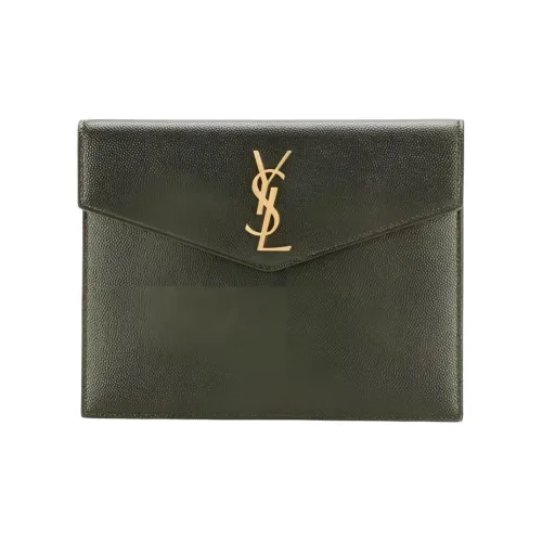 SAINT LAURENT Телячья кожа Конверт Клатч Женские Черный