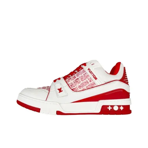 LADY Розовый x LOUIS VUITTON Тренер Низкий Топ Стильный Скейтбординг Мужской Белый Красный