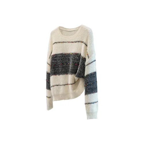 SIBAISHE Бежевый и Темно-Серый Женский Трикотаж