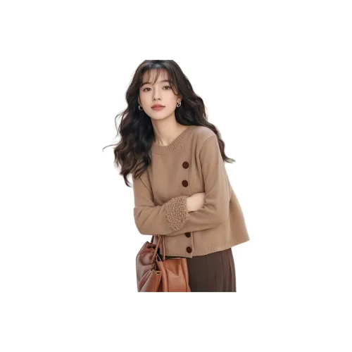 LANGQING Коричневый Трикотаж Подарок Бренд Наклеенный Женский Трикотаж