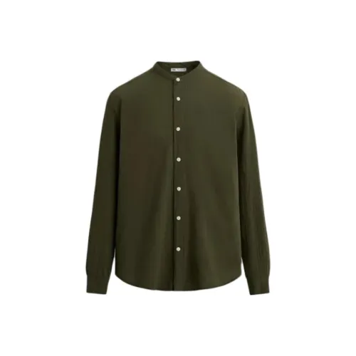 ZARA Темный хаки Мужские рубашки
