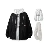 Чёрные+Светло-серые штаны+Белый свитшот