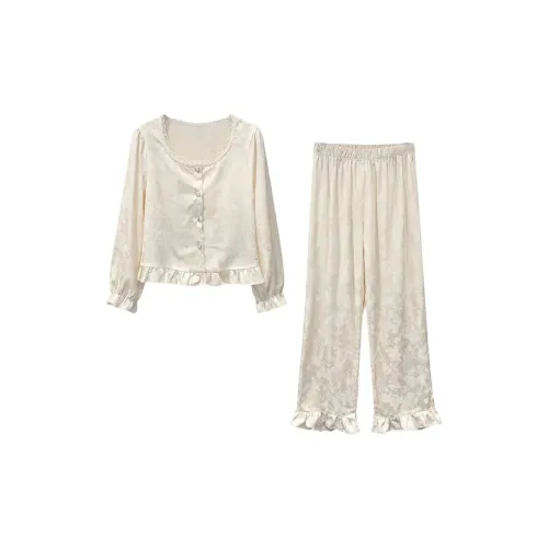 Daiyindie Осенне-зимняя пижама для женщин ледяной шелк с длинными рукавами домашняя одежда