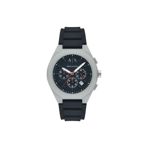 ARMANI EXCHANGEAE Мужские часы Кварцевый механизм Силиконовый ремешок Черный циферблат