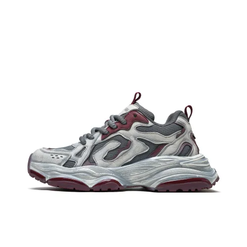 CEDAR HAN Винтажные баскетбольные кроссовки низкий топ потертый серый красный мужской