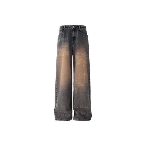 BJHG Промытый синий Унисекс Джинсы