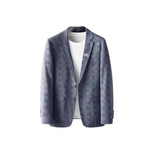 MG Синий Серый Мужской Деловой Костюм