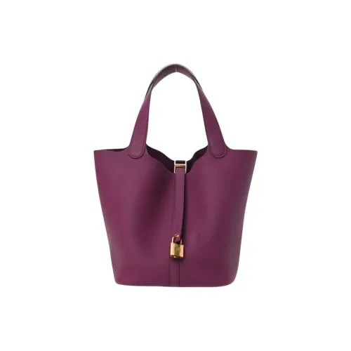 HERMES Picotin Lock Clemence Телячья кожа Корзинка-сумка Сумка Женские P9 Anemone Пурпурный цвет анемона