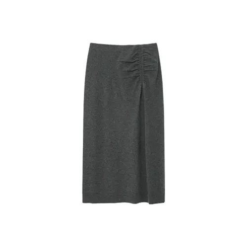 OVV Темно-серый Женская Повседневная Длинная Юбка