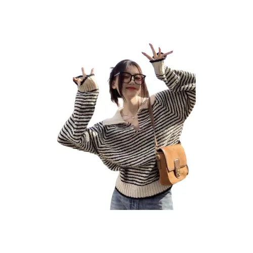 LANGQING Полосы Giveaway Бренд Наклеенный Женский Трикотаж