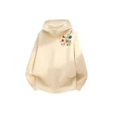 [Флис-Лайнер ★ Утолщенный с капюшоном] Светлый бежевый (Mb Цветочный принт на левом плече с этикеткой)