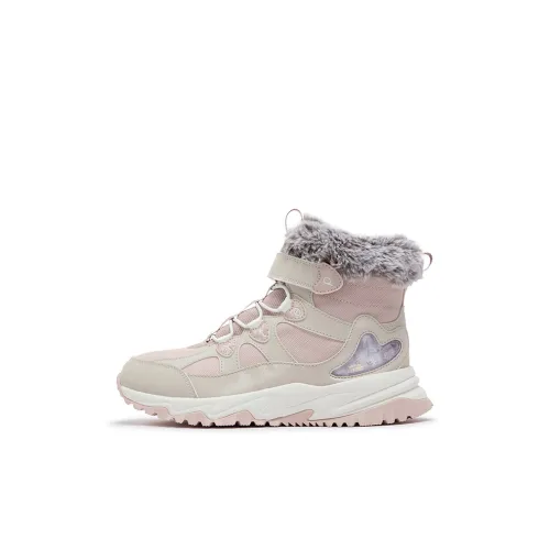 XTEP Устойчивые к истиранию противоскользящие утепленные ботинки для детей коричневого и розового цвета