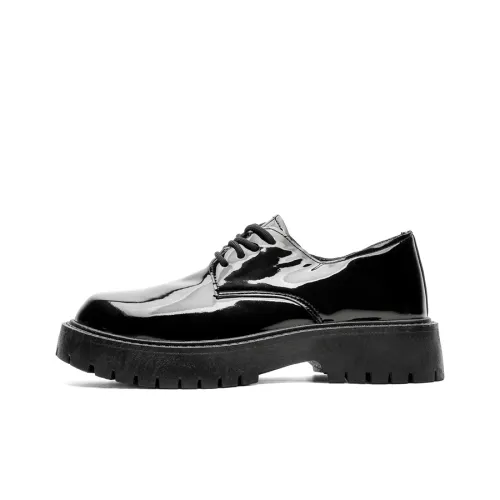 JX Блестящий Derby Обувь Повседневная Кожаная Мужская Черная