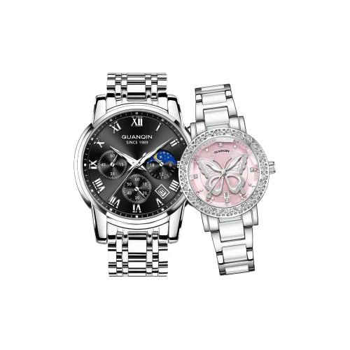 GUANQIN Кварцевый механизм ремешок из нержавеющей стали мужские часы многоцветный циферблат