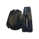 Свитшот с круглым вырезом, комплект одежды [Черный топ + Черные штаны]