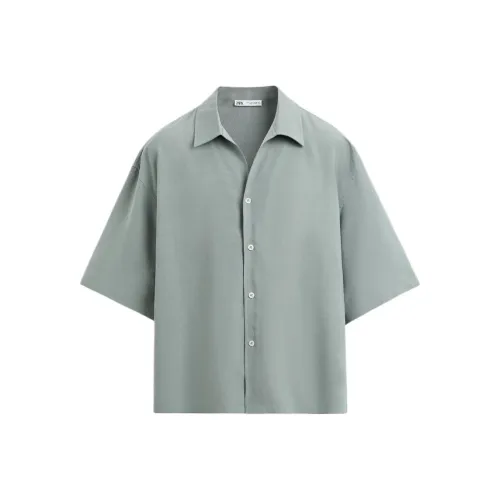 ZARA Зеленый Синий Мужские Рубашки