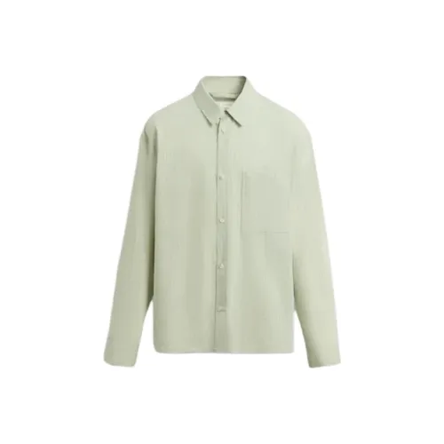 ZARA Зеленый Синий Мужские Рубашки