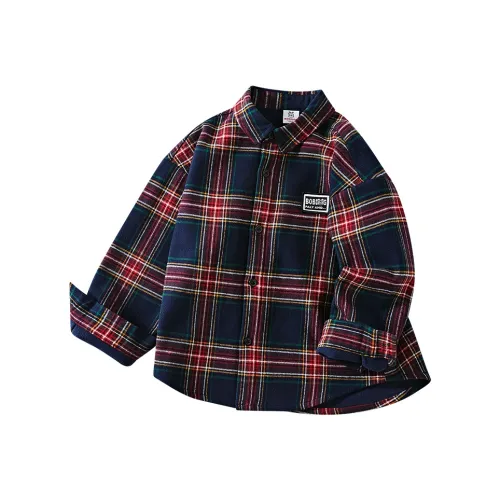 BOBDOG Темно-синяя клетка Kids Поло