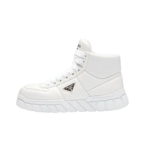 PRADA Высокие Топы Спортивная Повседневная Обувь Мужская Белая