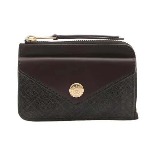 TORY BURCH T Monogram Покрытый холст Картхолдер Унисекс Коричневый