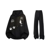 Черный свитшот (на флисовой подкладке) + черные джинсы