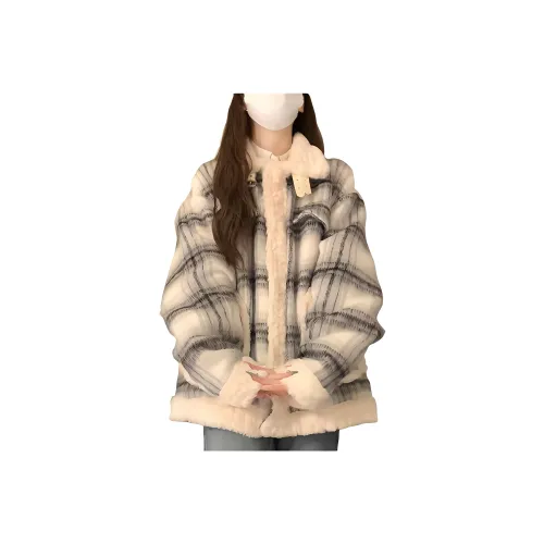 HUICUIGE Абрикосовый Серый Lattice Женские Пуховики