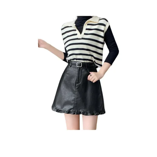 Mu Xiao Xin Кожаные короткие юбки Женские