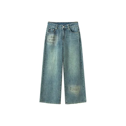CHUU Medium Denim Blue Women's Jeans CHUU Средний деним синий женский джинсы