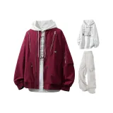 Бордовый + Светло-серые штаны + Белый свитшот