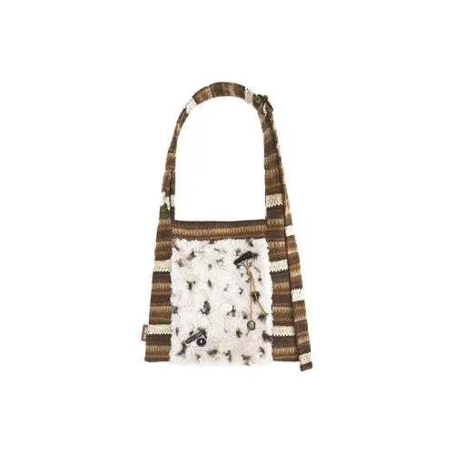 NOMK Шерстяная сумка через плечо женская кофейного цвета