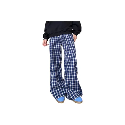 DEAR BETSY Blue Plaid Unisex Casual Pants DEAR BETSY Синий Клетка Унисекс Повседневные Штаны