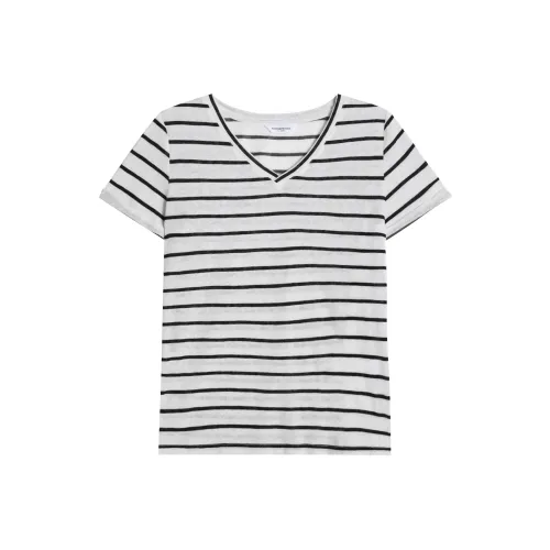 CENGXIAOXIAN Черно-белый полосатый топ женские T-рубашки