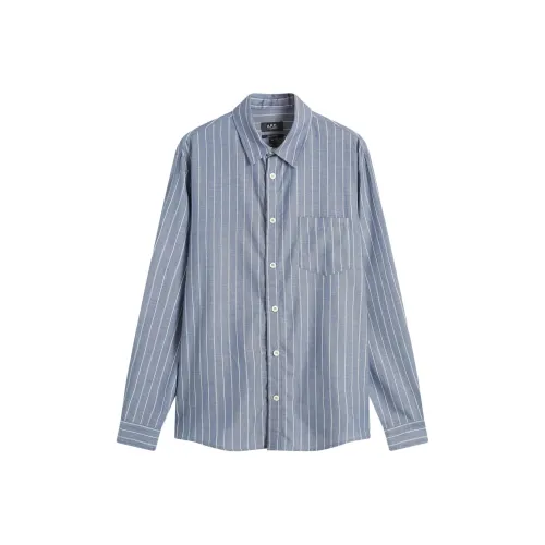 A.P.C Blue Men's Shirts A.P.C Синие Мужские Рубашки