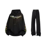 Черный свитшот (на флисовой подкладке) + черные джинсы